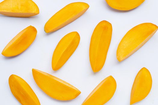 Tropical fruit, Mango  on white background. Top view