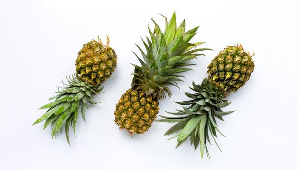 Pineapple on white background. Top view