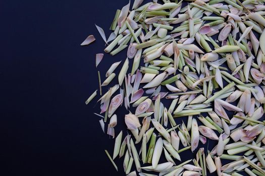 Organic lemongrass on dark background.