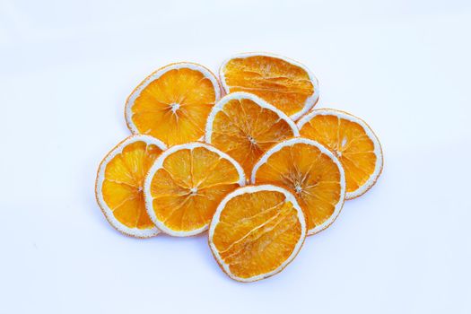 Dried Orange slices on white background.