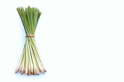 Fresh lemongrass on white background.