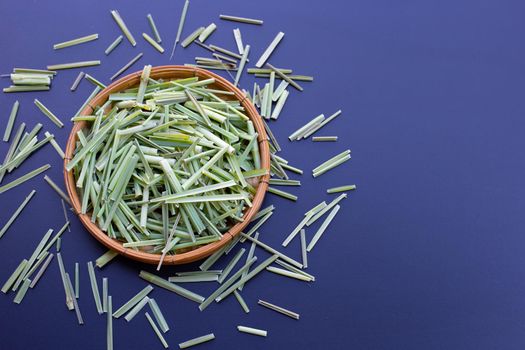 Organic lemongrass on dark background.