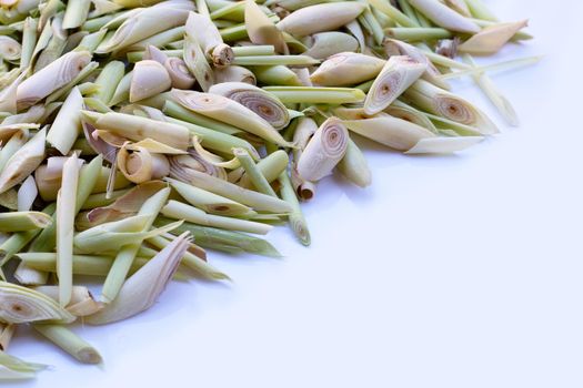 Organic lemongrass on dark background.