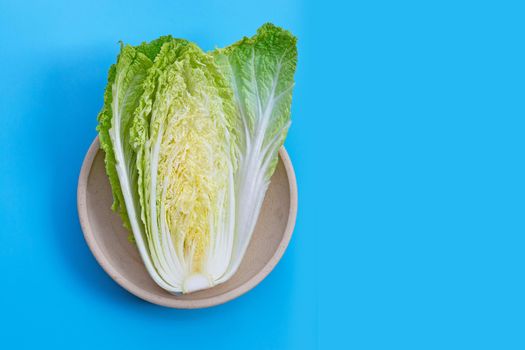 Chinese cabbage on blue background.