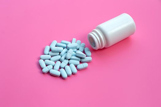 "PrEP" ( Pre-Exposure Prophylaxis). used to prevent HIV. Pink background.
