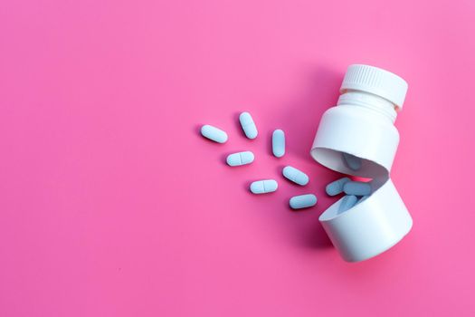"PrEP" ( Pre-Exposure Prophylaxis). used to prevent HIV. Pink background.