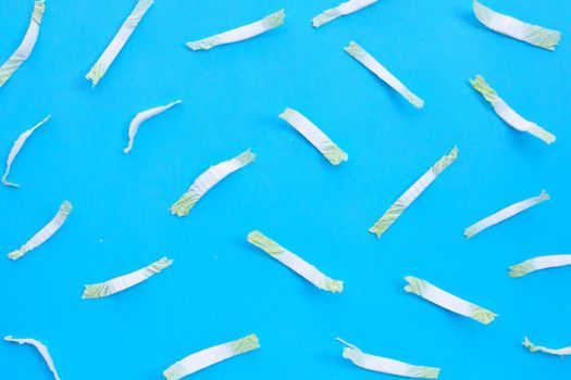 Chinese cabbage sliced on blue background