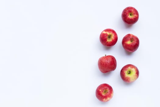 Fresh apples on white background. Top view