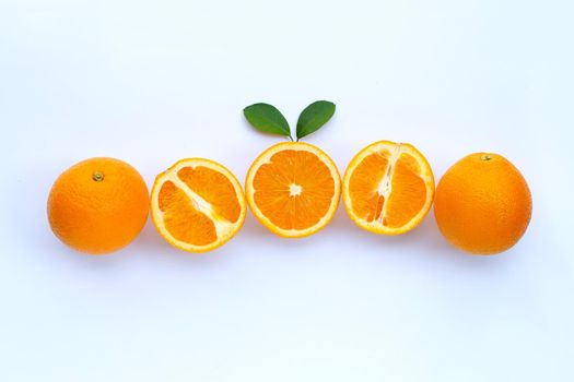 High vitamin C, Juicy and sweet. Fresh orange fruit on white background.