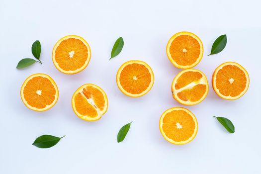 High vitamin C, Juicy and sweet. Fresh orange fruit on white background.