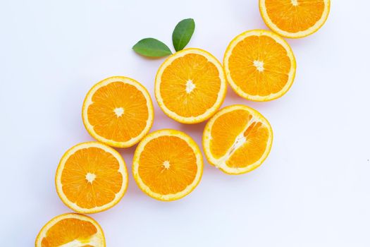 High vitamin C, Juicy and sweet. Fresh orange fruit on white background.