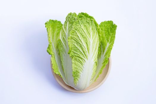 Chinese cabbage on white background. Copy space
