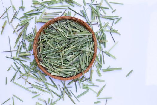 Organic lemongrass on dark background.