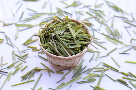 Organic lemongrass on dark background.