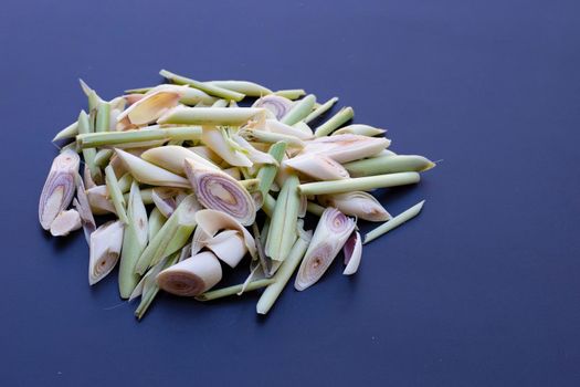 Organic lemongrass on dark background.