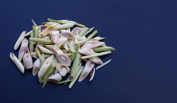 Organic lemongrass on dark background.