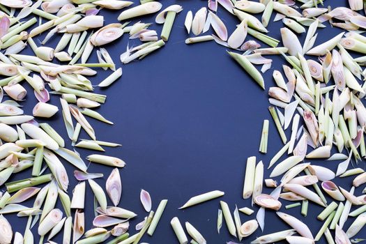 Organic lemongrass on dark background.