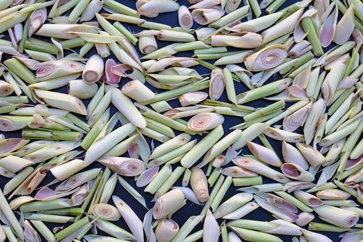 Organic lemongrass on dark background.