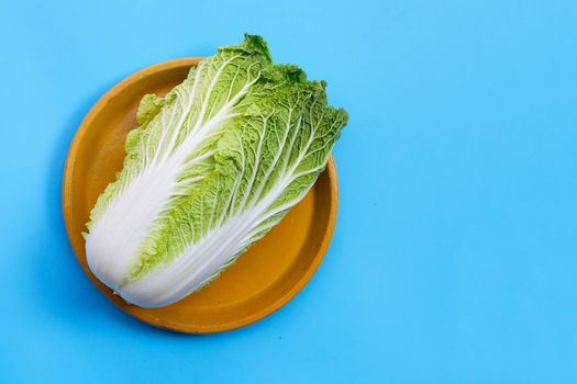 Chinese cabbage on blue background.
