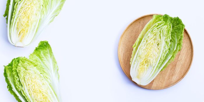 Chinese cabbage on white background.