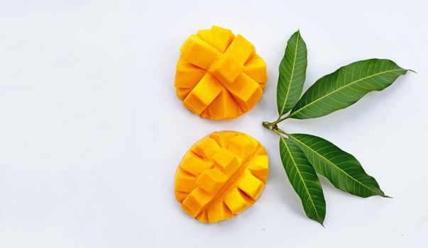 Tropical fruit, Mango on white background.