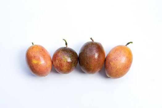 Passion fruit on white background. Top view