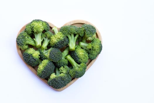 Fresh green broccoli on white background.