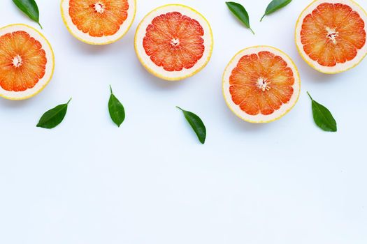 High vitamin C. Juicy grapefruit on white background.