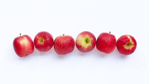 Fresh apples on white background. Top view