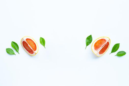 High vitamin C. Juicy grapefruit on white background.