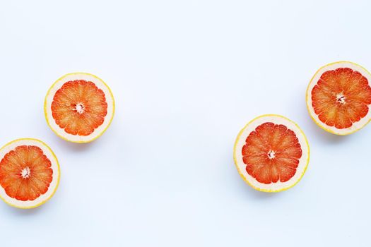 High vitamin C. Juicy grapefruit on white background.