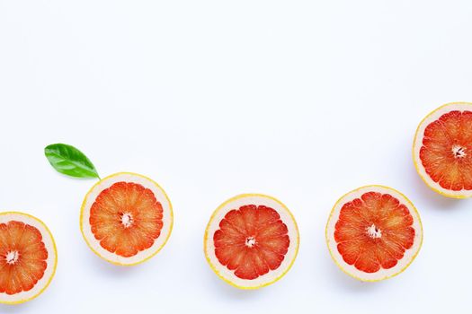 High vitamin C. Juicy grapefruit on white background.