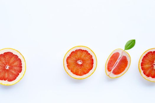 High vitamin C. Juicy grapefruit on white background.