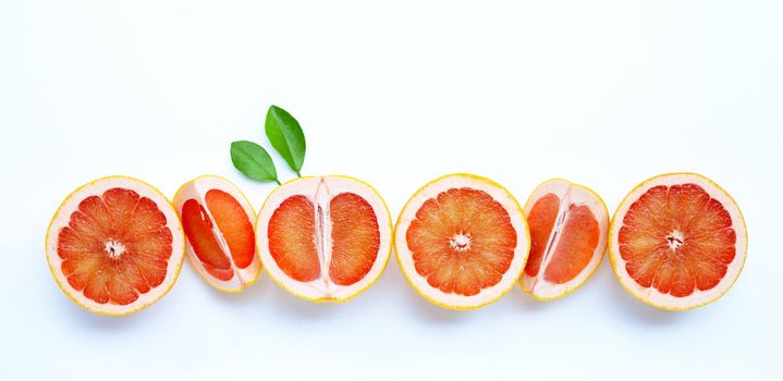 High vitamin C. Juicy grapefruit on white background.