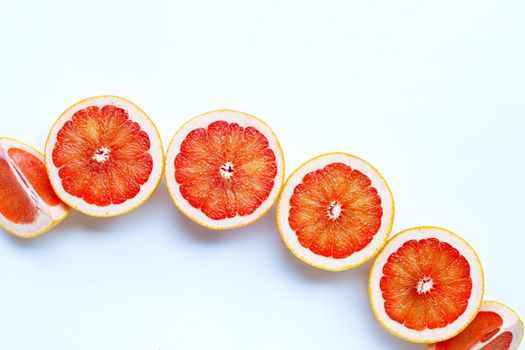 High vitamin C. Juicy grapefruit on white background.