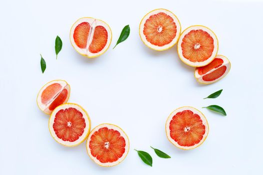 High vitamin C. Juicy grapefruit on white background.