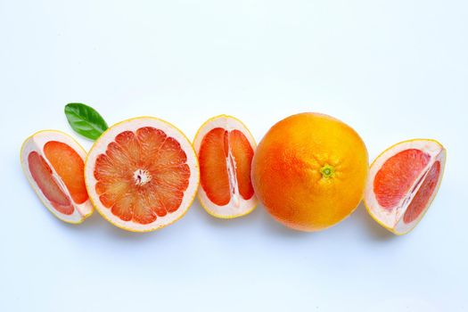 High vitamin C. Juicy grapefruit on white background.