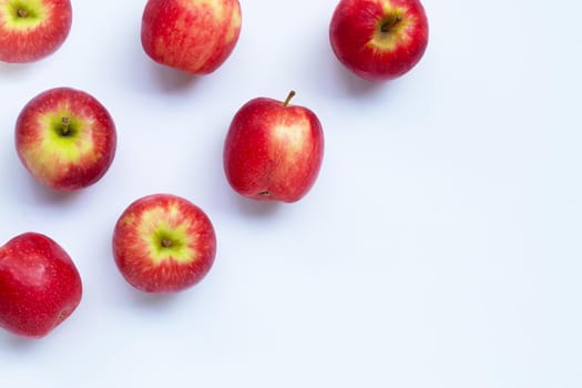 Fresh apples on white background. Top view