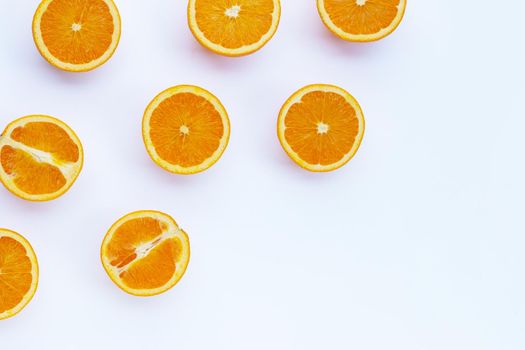 High vitamin C, Juicy and sweet. Fresh orange fruit on white background.