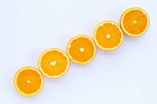 High vitamin C, Juicy and sweet. Fresh orange fruit on white background.