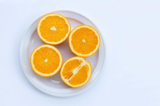 High vitamin C, Juicy and sweet. Fresh orange fruit on white background.