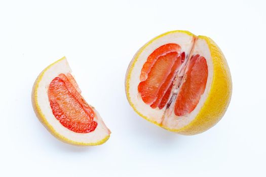 High vitamin C. Juicy grapefruit on white background.