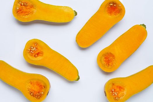 Butternut squash on white background.