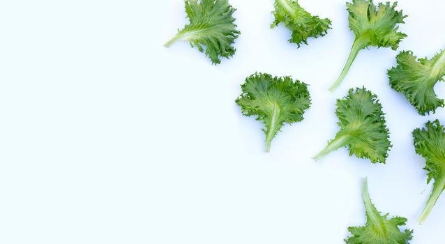 Fresh frillice iceberg lettuce on white background.
