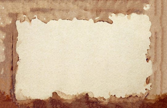 Old brown paper grunge background. Abstract frame liquid coffee color texture.