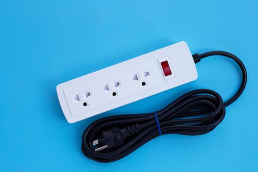 Power surge  on blue background. Top view