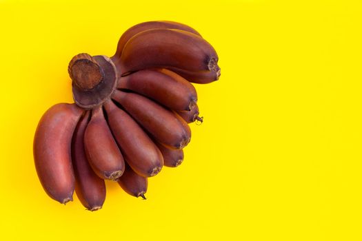 Red banana on yellow background.