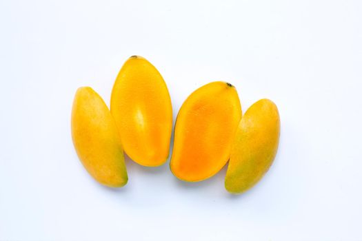 Tropical fruit, Mango  on white background. Top view