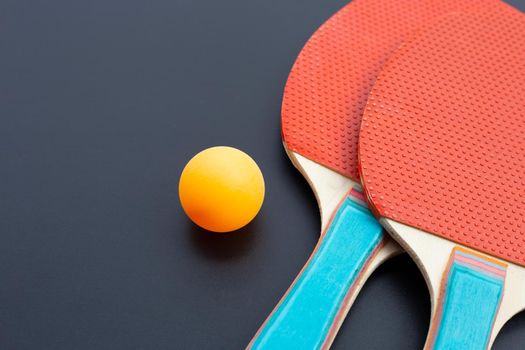 Table tennis equipment racket and ball. Sport for health concept