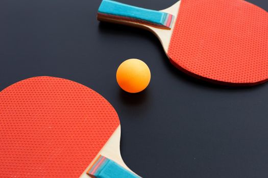 Table tennis equipment racket and ball. Sport for health concept